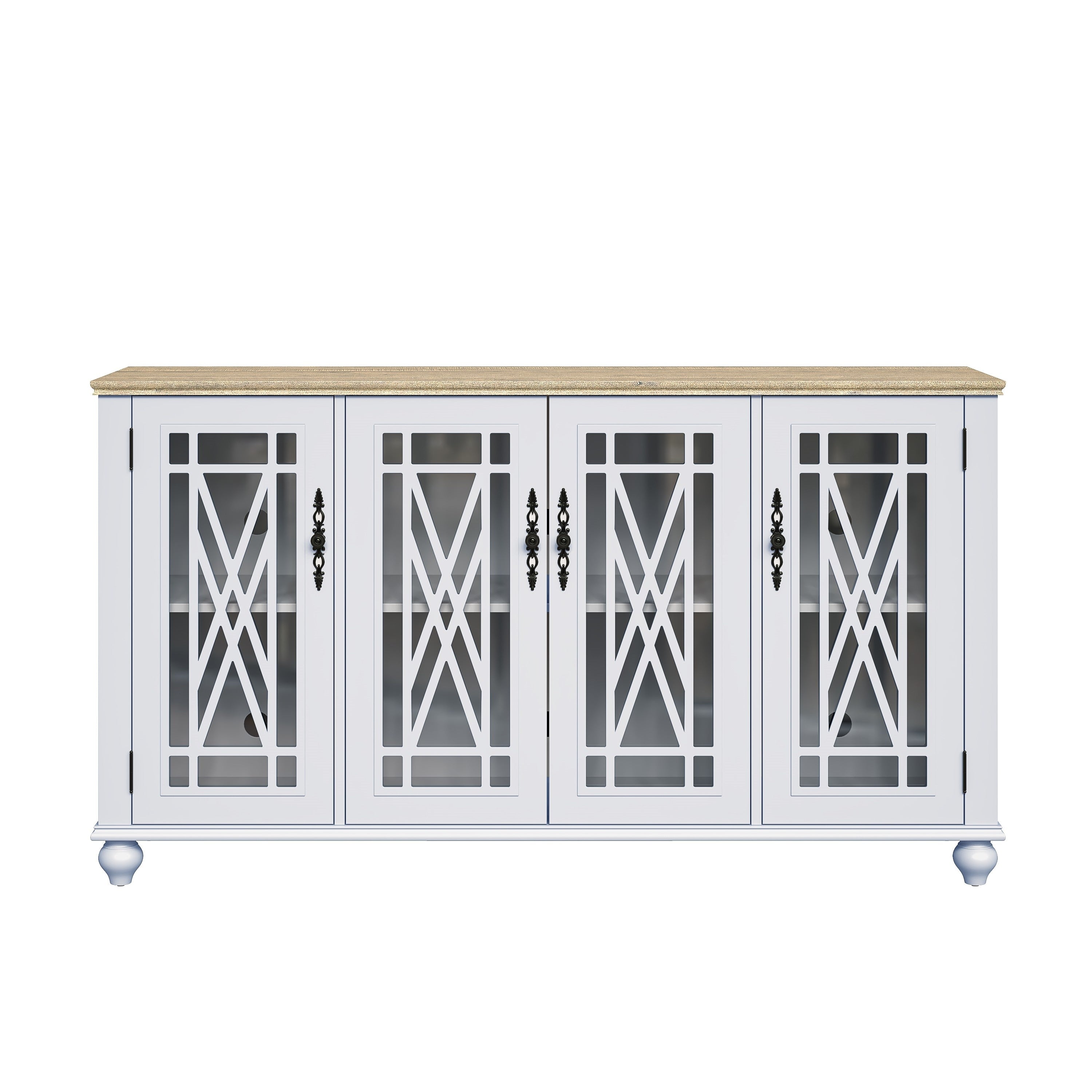 Credenza da cucina in legno in stile vintage da 63 pollici - Larghezza 63 pollici