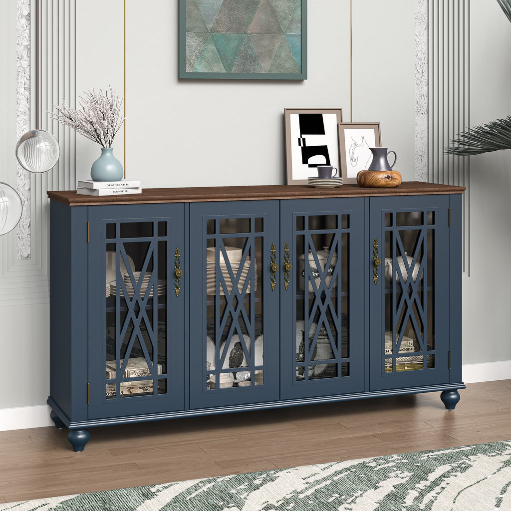 Credenza da cucina in legno in stile vintage da 63 pollici - Larghezza 63 pollici