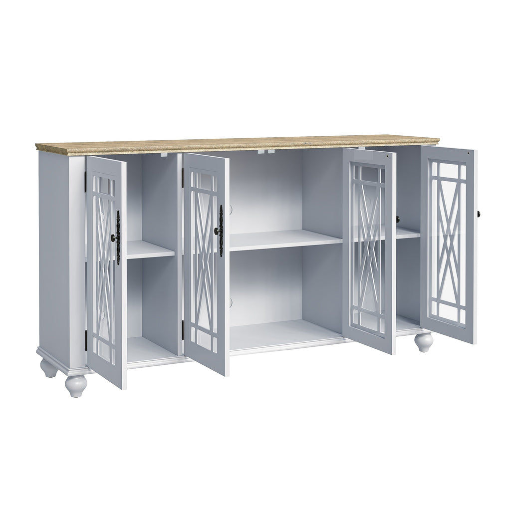 Credenza da cucina in legno in stile vintage da 63 pollici - Larghezza 63 pollici