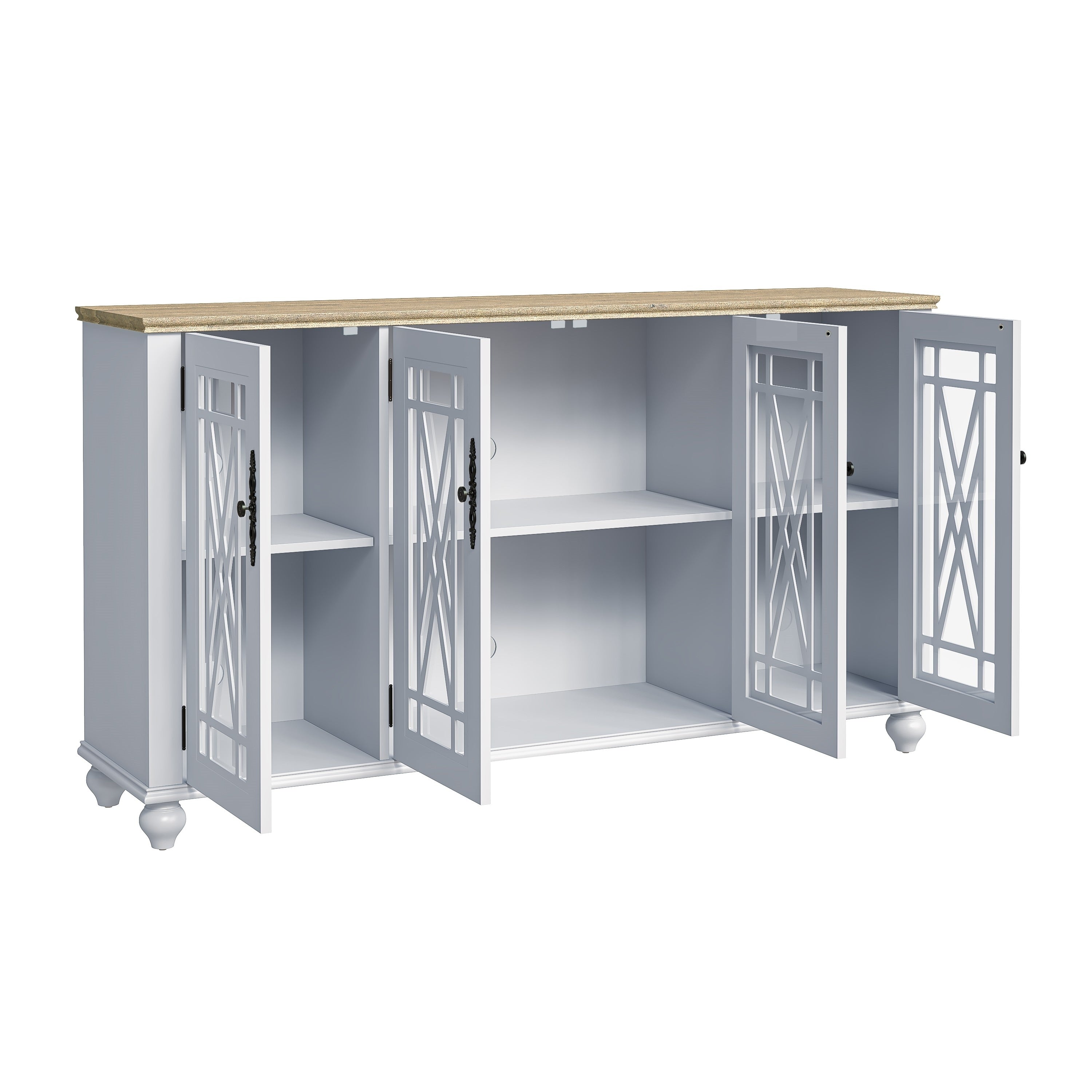 Credenza da cucina in legno in stile vintage da 63 pollici - Larghezza 63 pollici