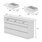 Cassettiera con 9 cassetti da 63 W, cassettiera decorativa per soggiorno, camera da letto