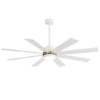 Ventilatore da soffitto a LED nero da 65 pollici a 8 pale con luce e telecomando