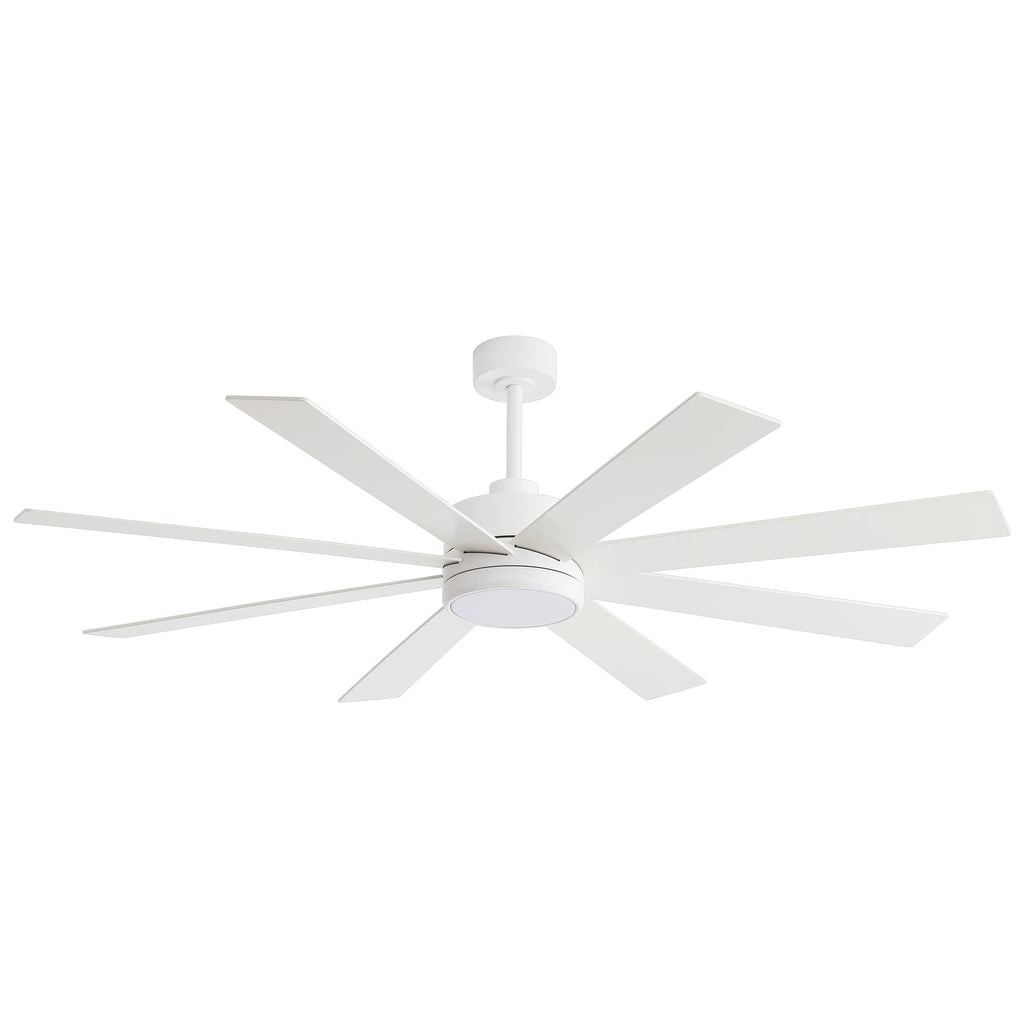 Ventilatore da soffitto a LED nero da 65 pollici a 8 pale con luce e telecomando