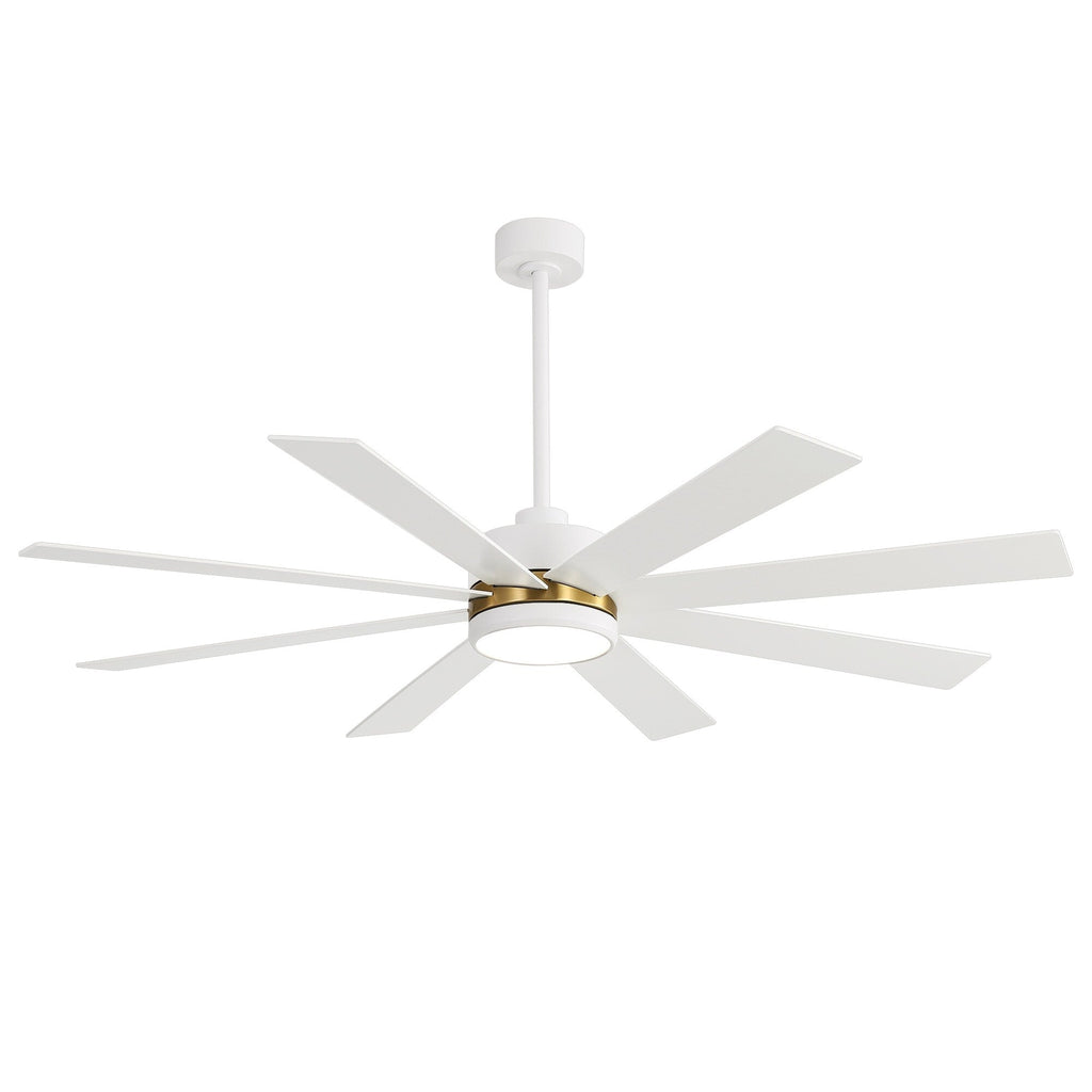 Ventilatore da soffitto a LED nero da 65 pollici a 8 pale con luce e telecomando