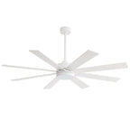 Ventilatore da soffitto a LED nero da 65 pollici a 8 pale con luce e telecomando