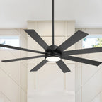 Ventilatore da soffitto a LED nero da 65 pollici a 8 pale con luce e telecomando
