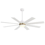 Ventilatore da soffitto a LED nero da 65 pollici a 8 pale con luce e telecomando