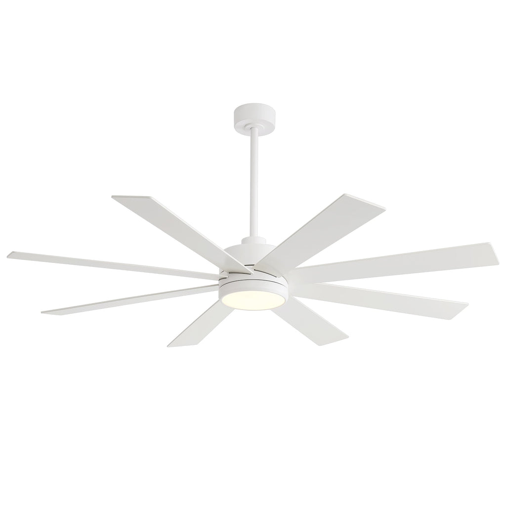 Ventilatore da soffitto a LED nero da 65 pollici a 8 pale con luce e telecomando