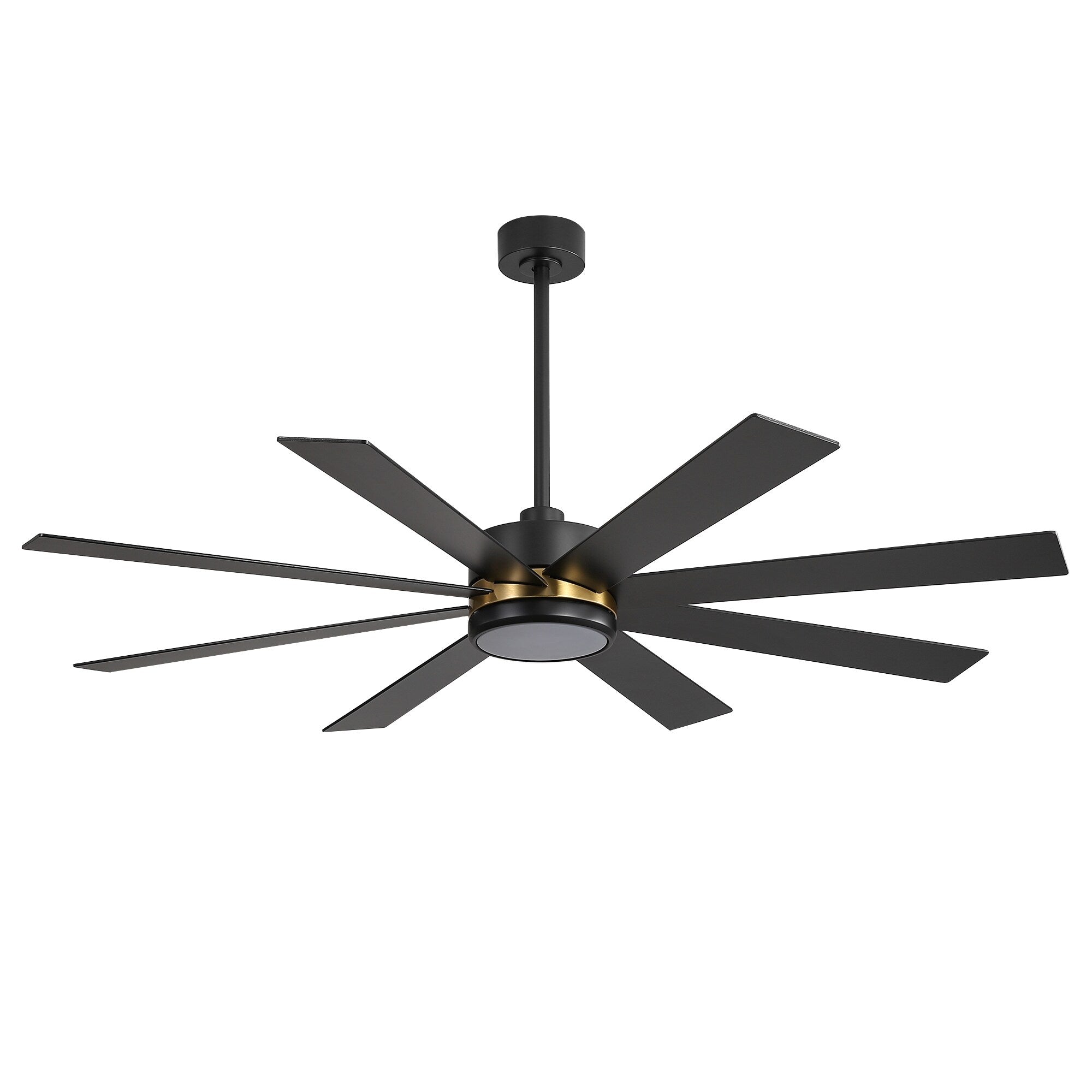 Ventilatore da soffitto a LED nero da 65 pollici a 8 pale con luce e telecomando