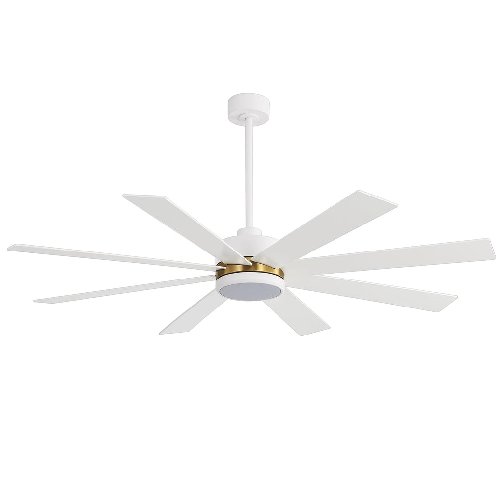 Ventilatore da soffitto a LED nero da 65 pollici a 8 pale con luce e telecomando
