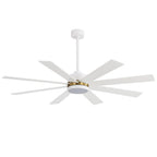 Ventilatore da soffitto a LED nero da 65 pollici a 8 pale con luce e telecomando