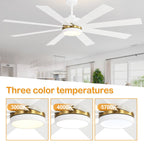 Ventilatore da soffitto a LED nero da 65 pollici a 8 pale con luce e telecomando