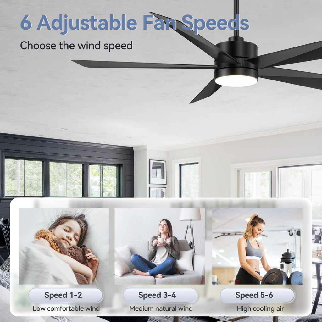 Ventilatore da soffitto a LED Breezary 65/52/42 a 5 pale con kit luci e telecomando
