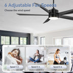 Ventilatore da soffitto a LED Breezary 65/52/42 a 5 pale con kit luci e telecomando
