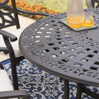 MAISON ARTS Sedie da pranzo in alluminio pressofuso/Set da pranzo per patio con tavolo da pranzo rotondo e 6 sedie da patio in alluminio pressofuso