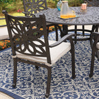 MAISON ARTS Sedie da pranzo in alluminio pressofuso/Set da pranzo per patio con tavolo da pranzo rotondo e 6 sedie da patio in alluminio pressofuso