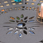 MAISON ARTS Sedie da pranzo in alluminio pressofuso/Set da pranzo per patio con tavolo da pranzo rotondo e 6 sedie da patio in alluminio pressofuso