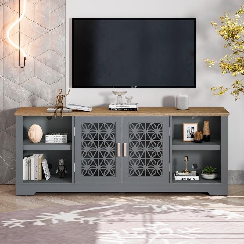 Mobile porta TV decorativo rustico floreale da 70 pollici per un massimo di 80 TV