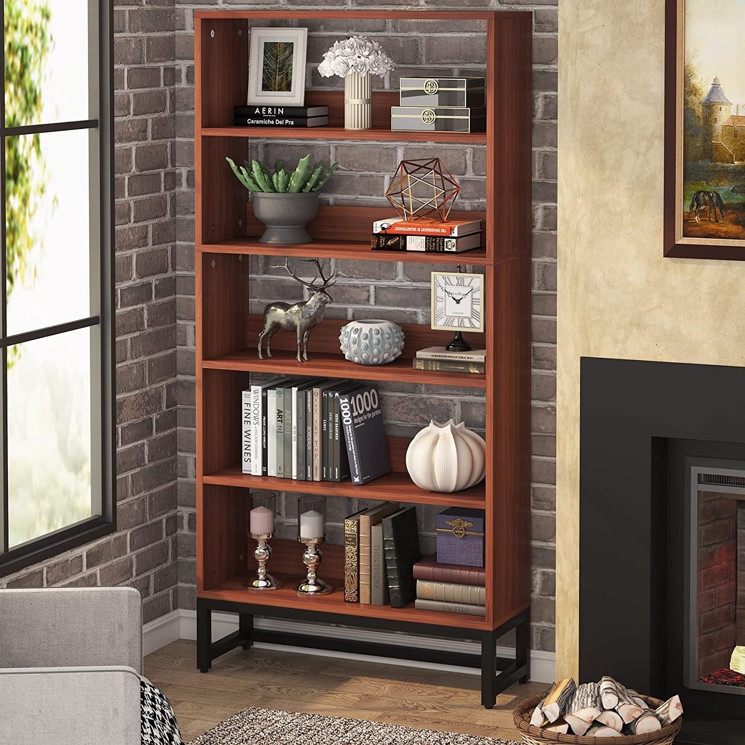 Libreria e scaffale alti 70,8 pollici, librerie grandi a 5 ripiani - 11,81 P x 31,5 L x 70,87 A