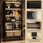 Libreria e scaffale alti 70,8 pollici, librerie grandi a 5 ripiani - 11,81 P x 31,5 L x 70,87 A