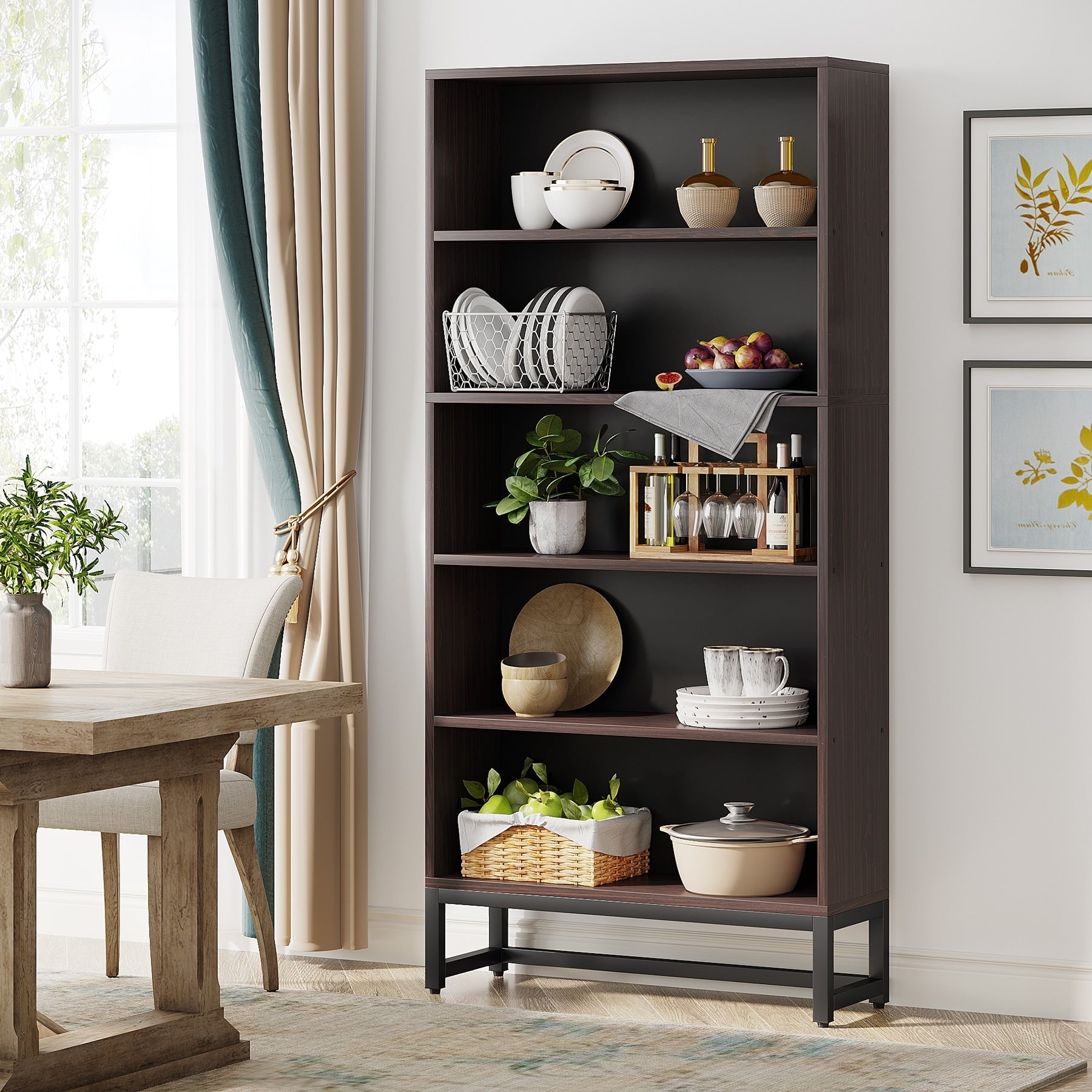 Libreria e scaffale alti 70,8 pollici, librerie grandi a 5 ripiani - 11,81 P x 31,5 L x 70,87 A