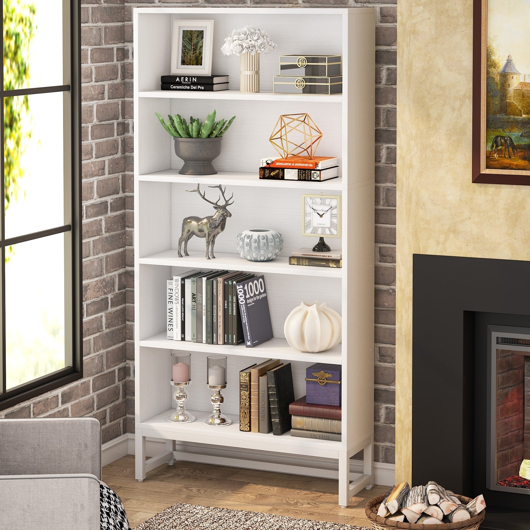 Libreria e scaffale alti 70,8 pollici, librerie grandi a 5 ripiani - 11,81 P x 31,5 L x 70,87 A