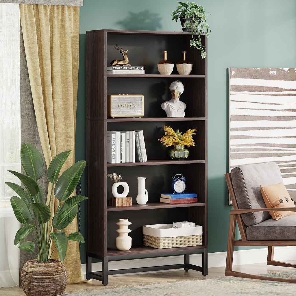 Libreria e scaffale alti 70,8 pollici, librerie grandi a 5 ripiani - 11,81 P x 31,5 L x 70,87 A