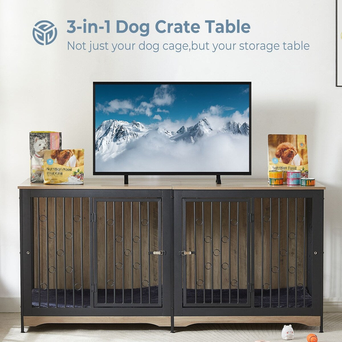 Mobile porta TV per cani di grossa taglia da 70,86'' con cuscino e due vani (senza cuscino)