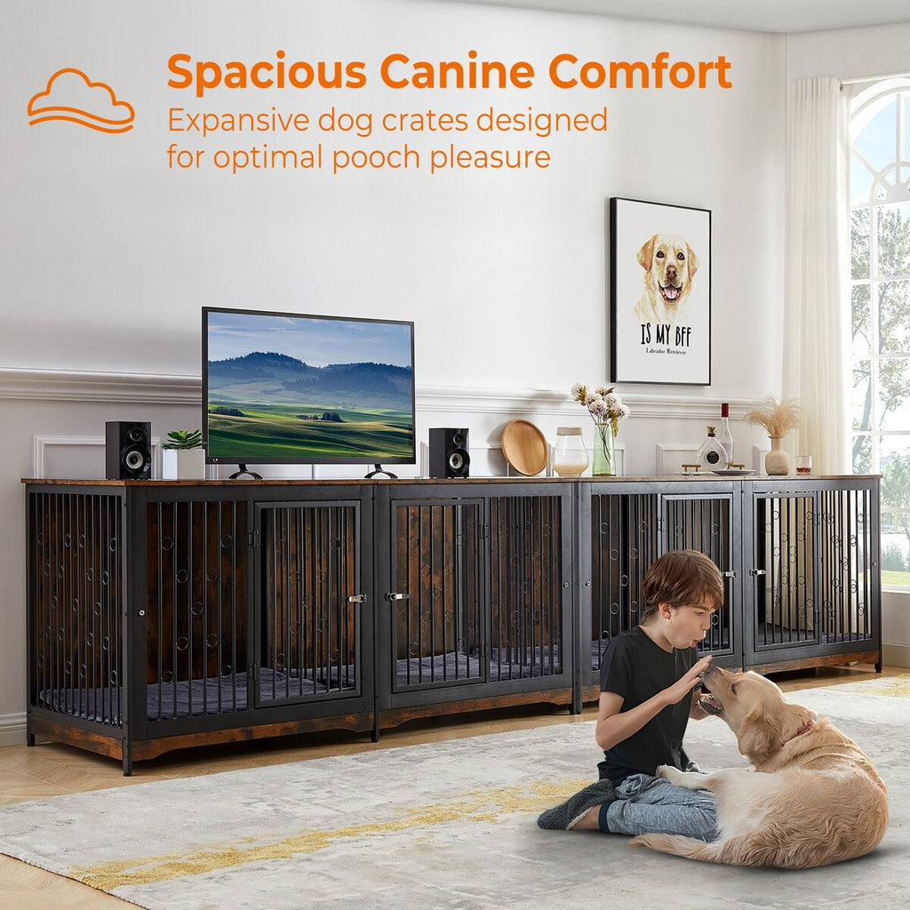 Mobile porta TV per cani di grossa taglia da 70,86'' con cuscino e due vani (senza cuscino)