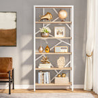 Libreria industriale 71, libreria Etagere in legno marrone rustico a 6 ripiani, ripiani aperti