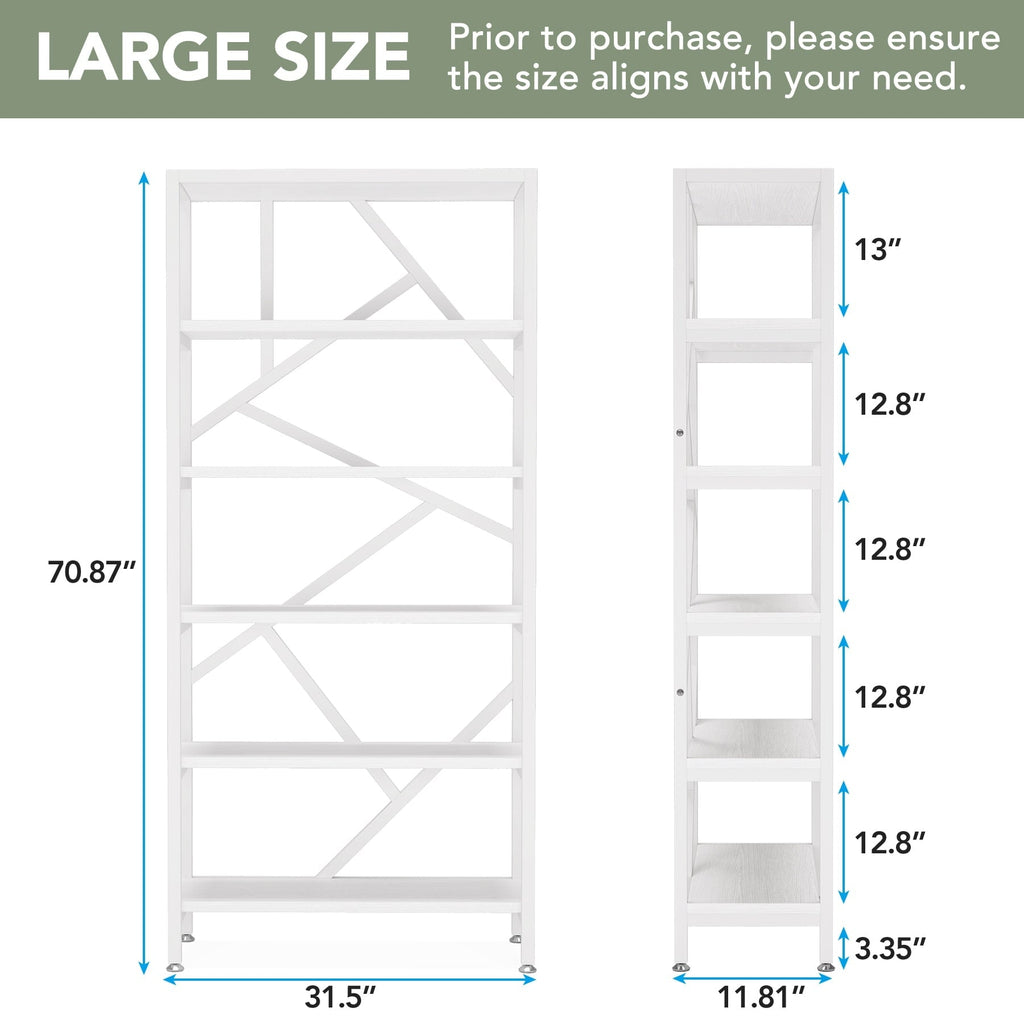 Libreria industriale 71, libreria Etagere in legno marrone rustico a 6 ripiani, ripiani aperti