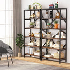 Libreria industriale 71, libreria Etagere in legno marrone rustico a 6 ripiani, ripiani aperti