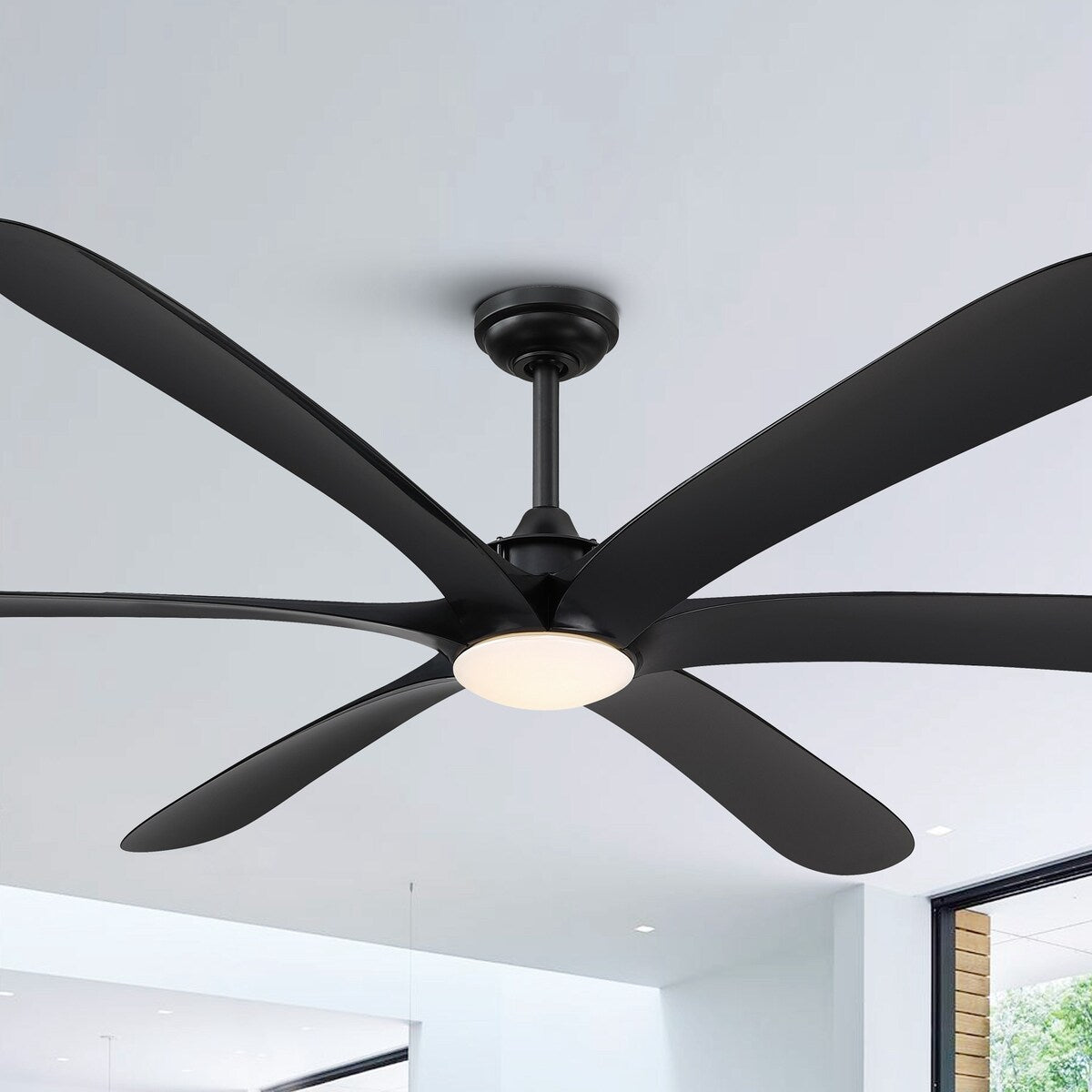 Ventilatore da soffitto DC grande a 6 pale in legno galleggiante da 72 pollici con luce e telecomando
