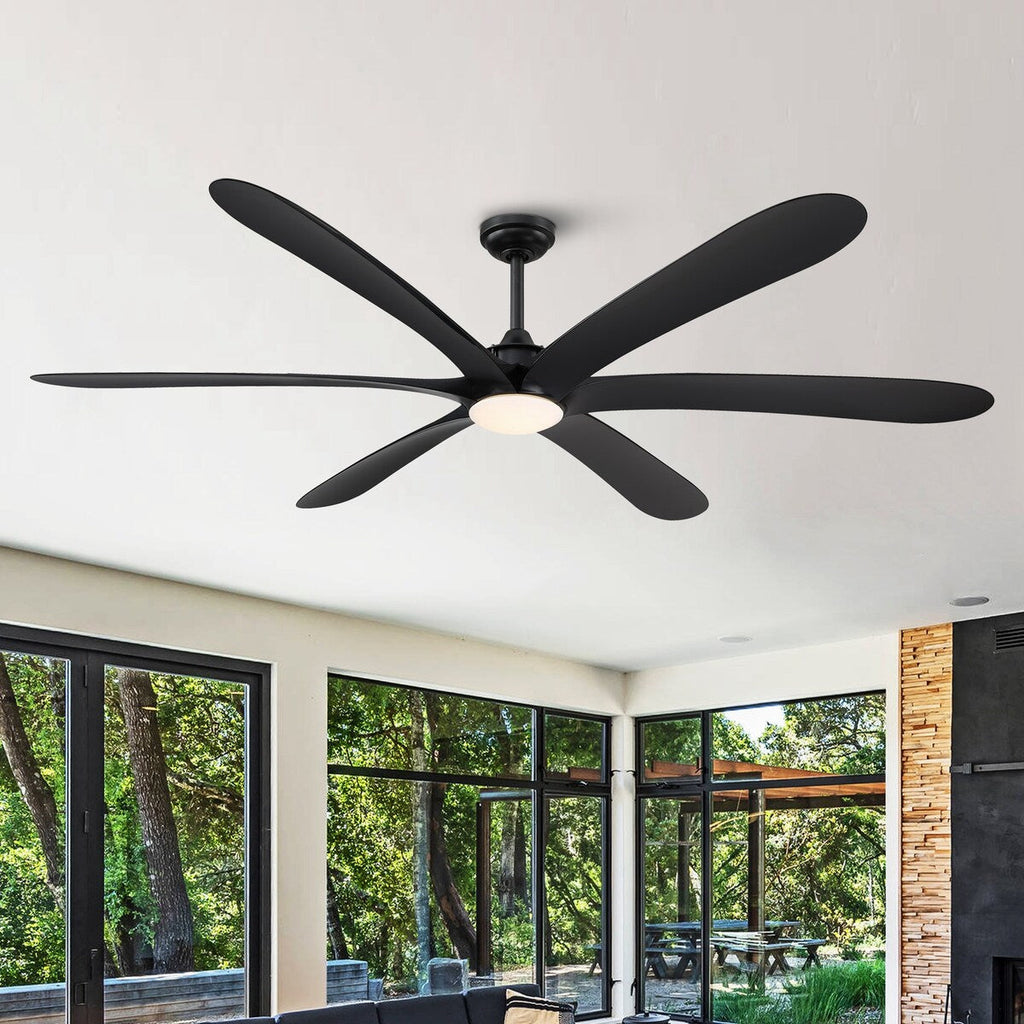Ventilatore da soffitto DC grande a 6 pale in legno galleggiante da 72 pollici con luce e telecomando