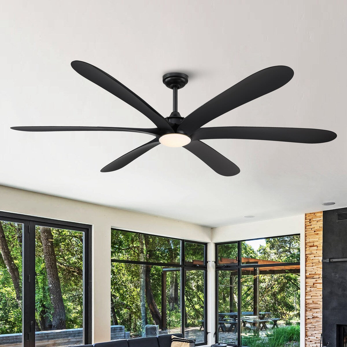 Ventilatore da soffitto DC grande a 6 pale in legno galleggiante da 72 pollici con luce e telecomando