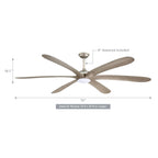 Ventilatore da soffitto DC grande a 6 pale in legno galleggiante da 72 pollici con luce e telecomando
