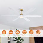 Ventilatore da soffitto DC grande a 6 pale in legno galleggiante da 72 pollici con luce e telecomando