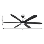 Ventilatore da soffitto DC grande a 6 pale in legno galleggiante da 72 pollici con luce e telecomando