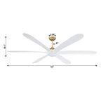 Ventilatore da soffitto DC grande a 6 pale in legno galleggiante da 72 pollici con luce e telecomando