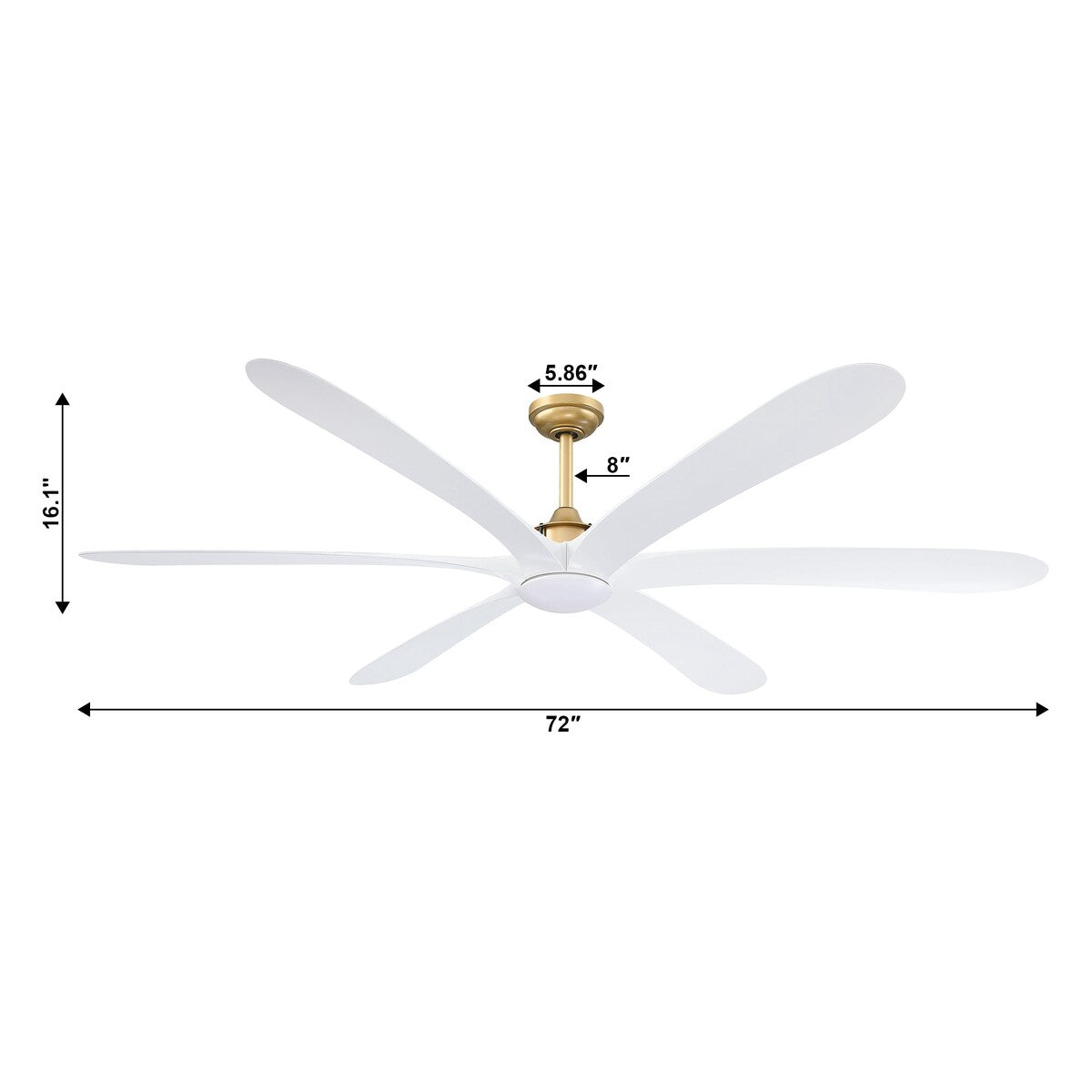 Ventilatore da soffitto DC grande a 6 pale in legno galleggiante da 72 pollici con luce e telecomando