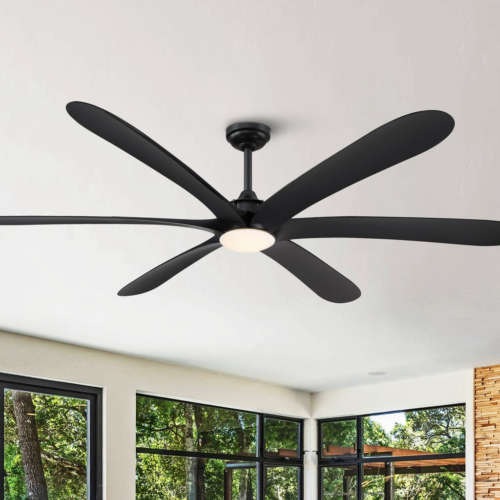 Ventilatore da soffitto DC grande a 6 pale in legno galleggiante da 72 pollici con luce e telecomando