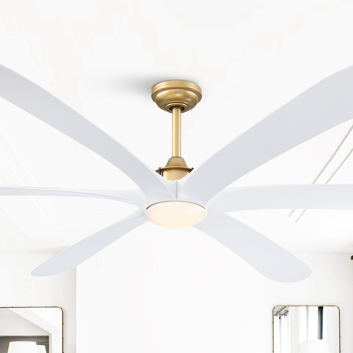 Ventilatore da soffitto DC grande a 6 pale in legno galleggiante da 72 pollici con luce e telecomando