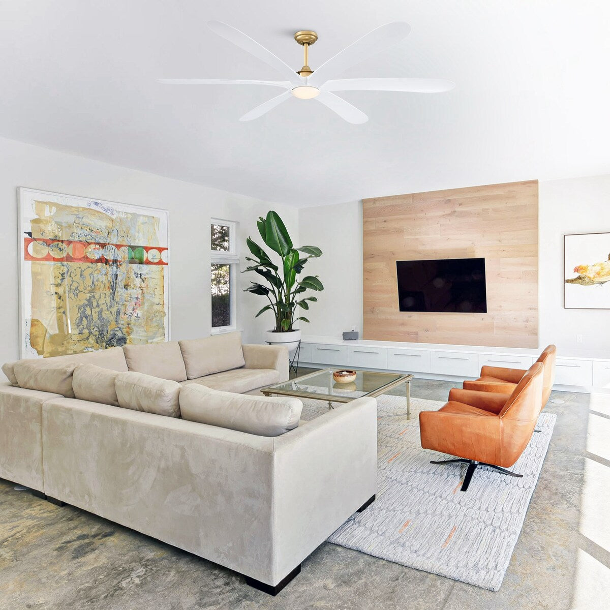 Ventilatore da soffitto DC grande a 6 pale in legno galleggiante da 72 pollici con luce e telecomando