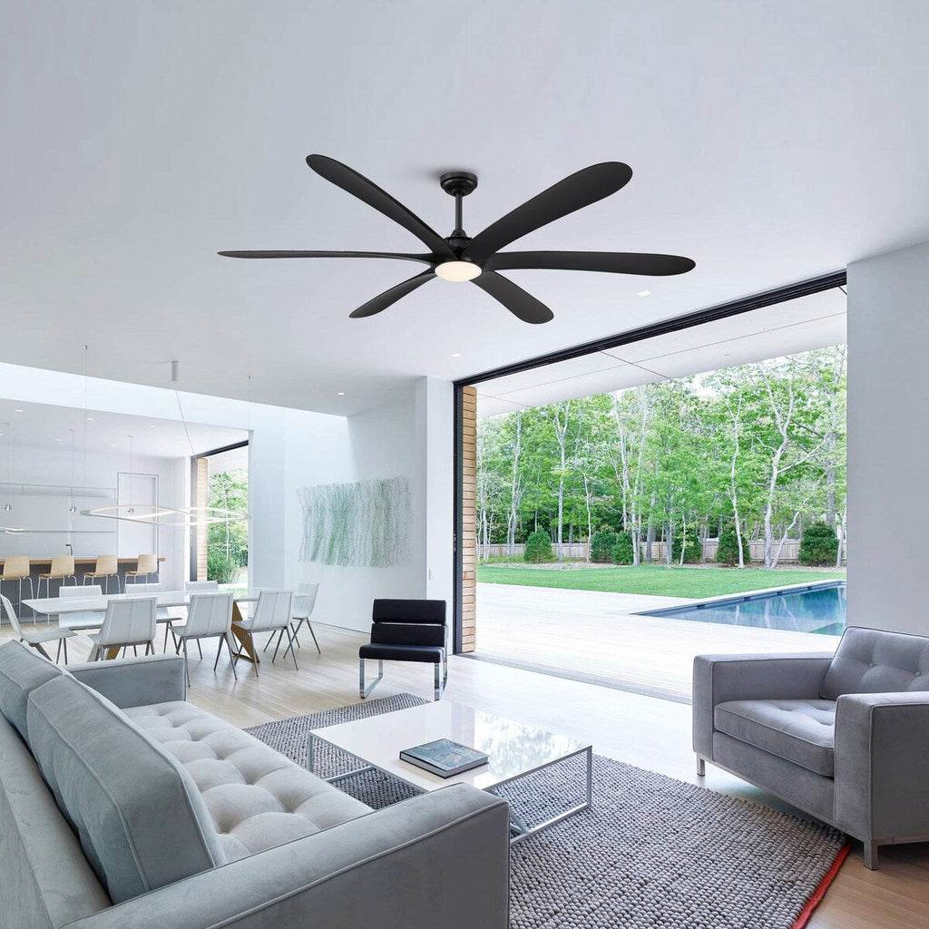Ventilatore da soffitto DC grande a 6 pale in legno galleggiante da 72 pollici con luce e telecomando