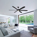 Ventilatore da soffitto DC grande a 6 pale in legno galleggiante da 72 pollici con luce e telecomando