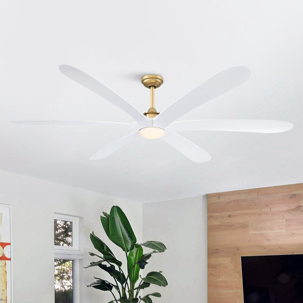 Ventilatore da soffitto DC grande a 6 pale in legno galleggiante da 72 pollici con luce e telecomando
