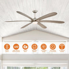 Ventilatore da soffitto DC grande a 6 pale in legno galleggiante da 72 pollici con luce e telecomando