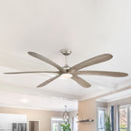 Ventilatore da soffitto DC grande a 6 pale in legno galleggiante da 72 pollici con luce e telecomando