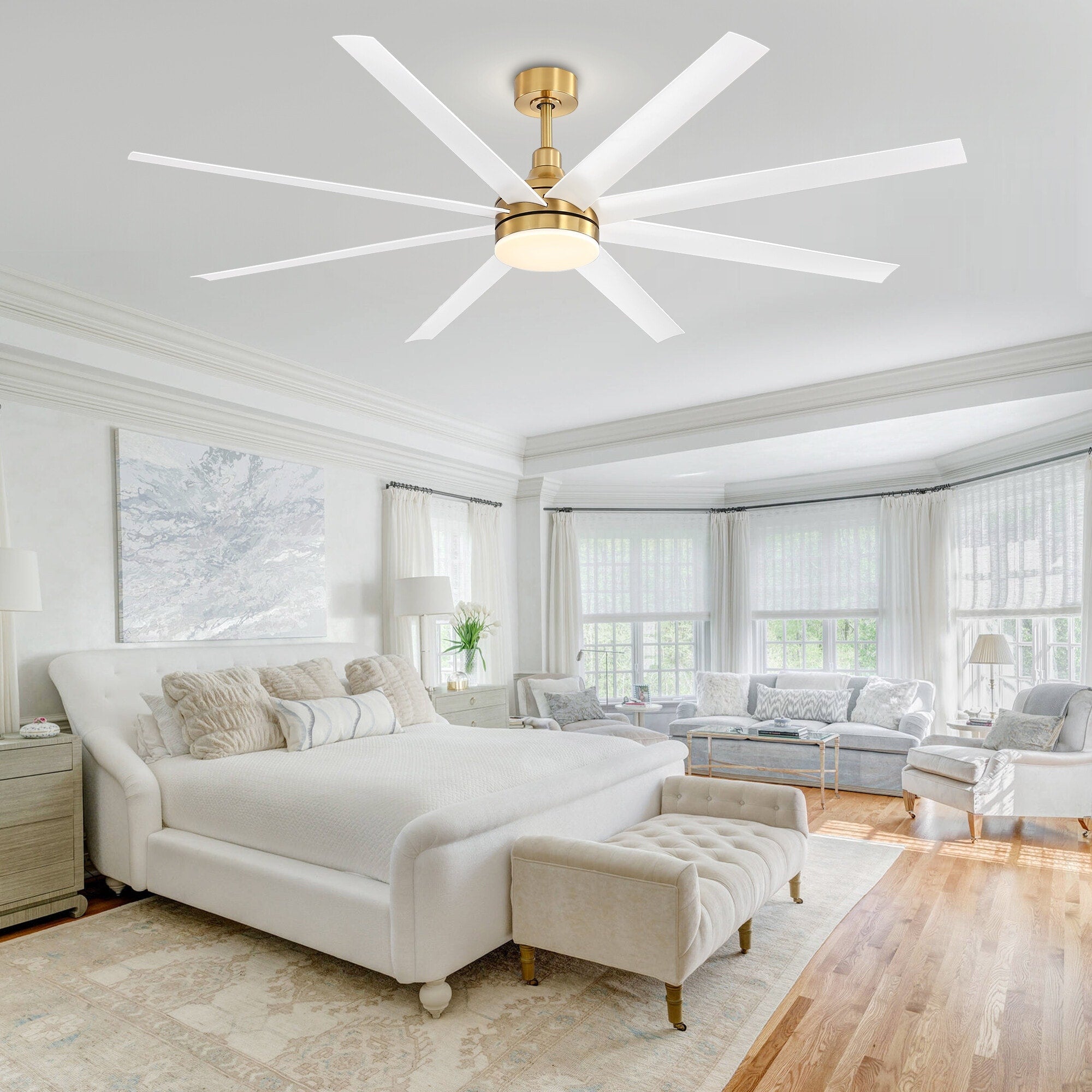 72 grandi ventilatori da soffitto con telecomando a luce LED - 8 pale - 72 pollici