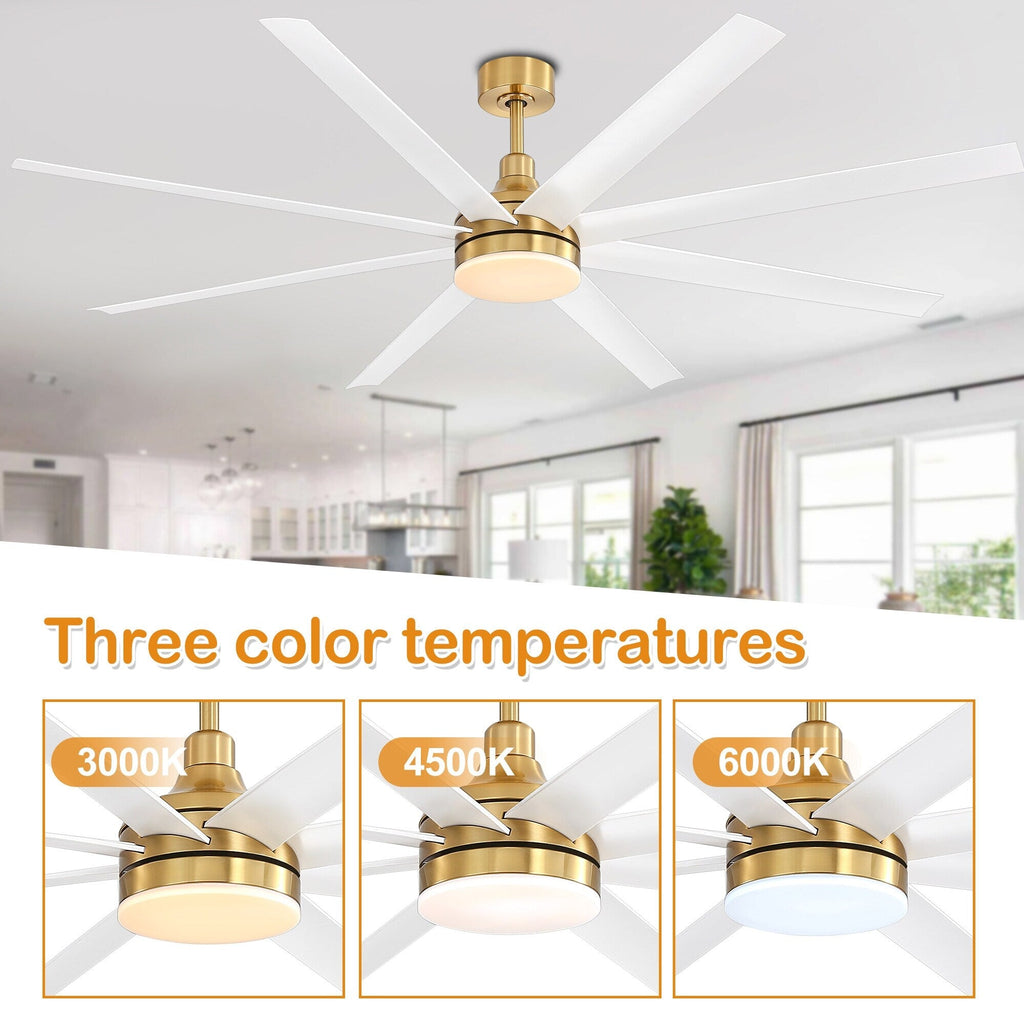 72 grandi ventilatori da soffitto con telecomando a luce LED - 8 pale - 72 pollici